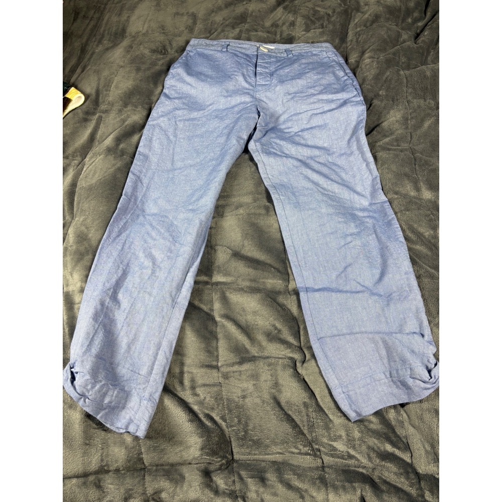 Kowtow Mens‎ Blue Linen Blend Cropped Hem Casual Pants Size Small